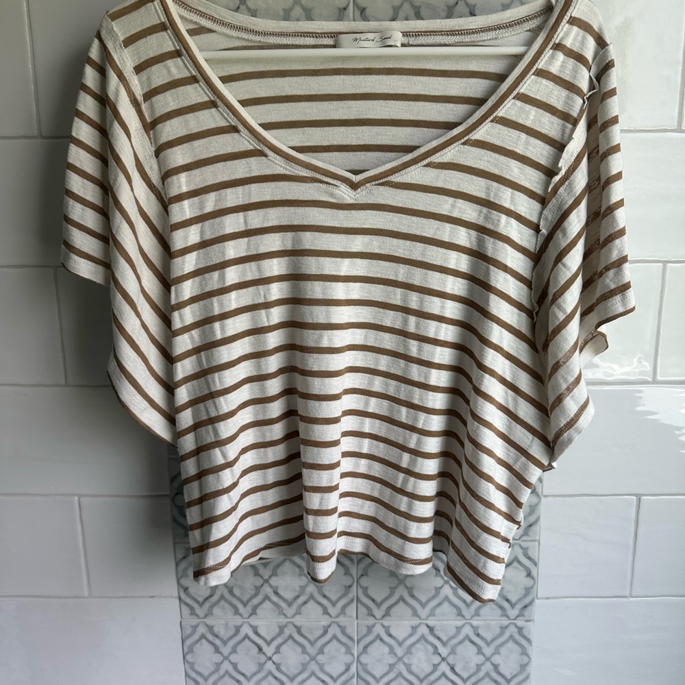 Mustard Seed White Cream Boxy Short Sleeve T-Shirt